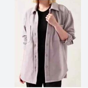 Athleta Retroplush Lavender Button Down Collared Soft Shirt Jacket Size Small